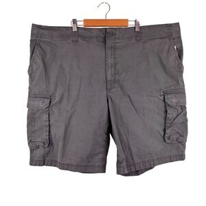 True Nation Cargo Shorts Mens 46 Gray Ripstop Cotton Multi Pocket Casual Relaxed